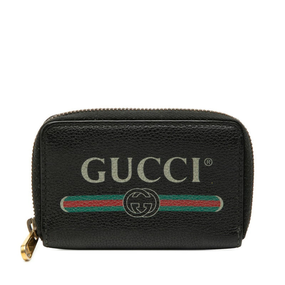 Gucci Interlocking G Round Zipper coin case Wallet Black Leather